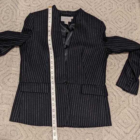 H&m navy blue stripped wool blend blazer jacket 8 us @x - Picture 9 of 10